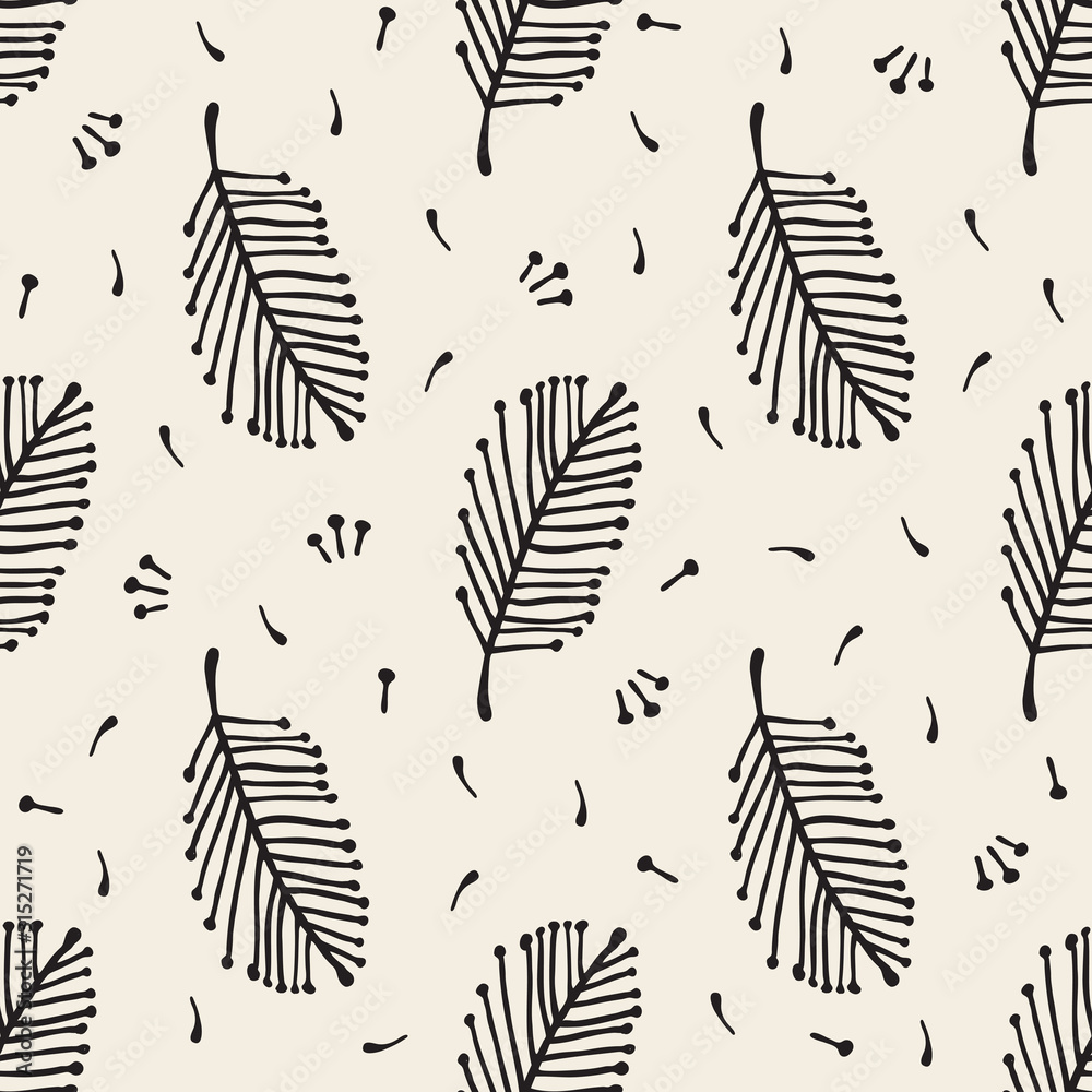 seamless monochrome hand drawn leaf pattern background seamless monochrome hand drawn leaf pattern background