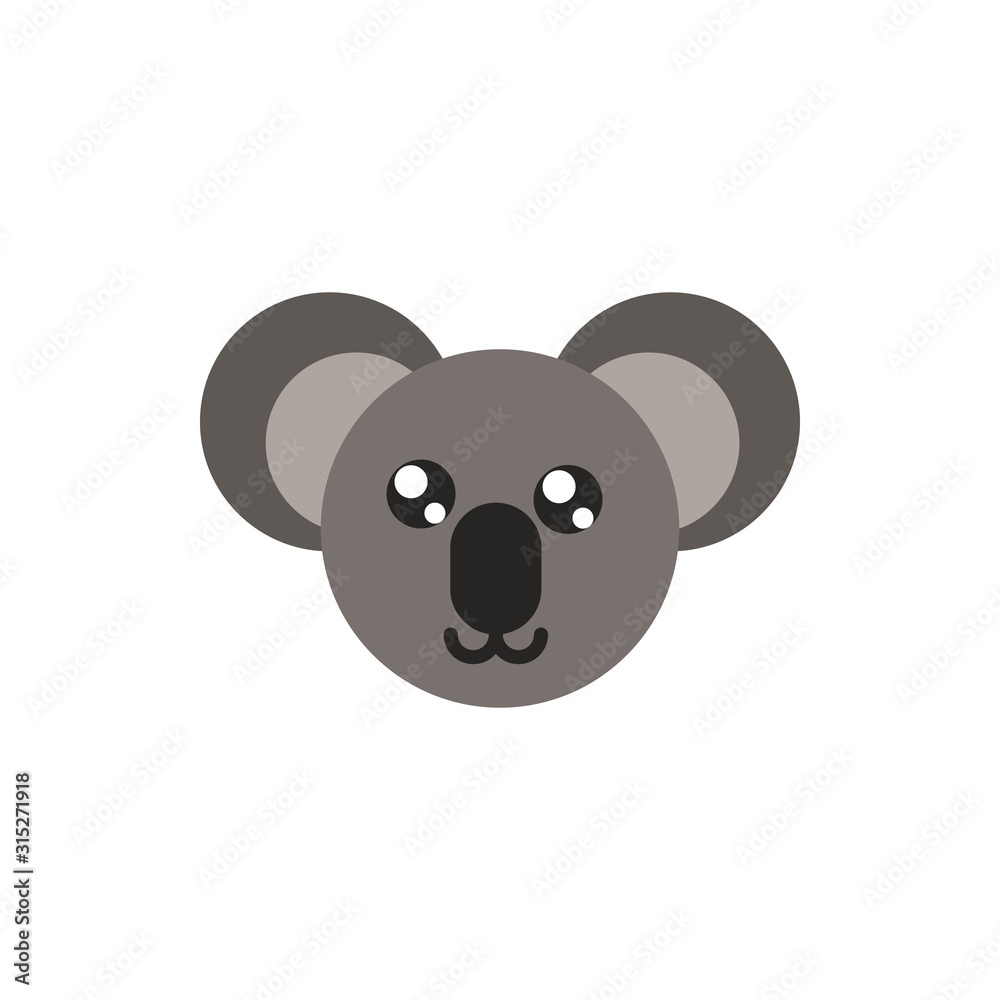 koala face cartoon australia icon on white background koala face cartoon australia icon on white background