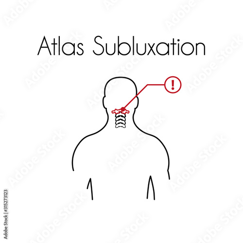 Vector Atlas Subluxation Linear Icon of Young Man