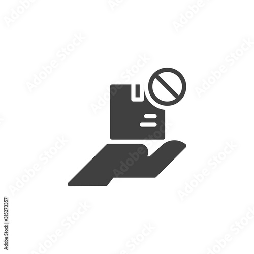 Delivery status unavailable vector icon. filled flat sign for mobile concept and web design. Parcel box not delivered glyph icon. Symbol, logo illustration. Vector graphics