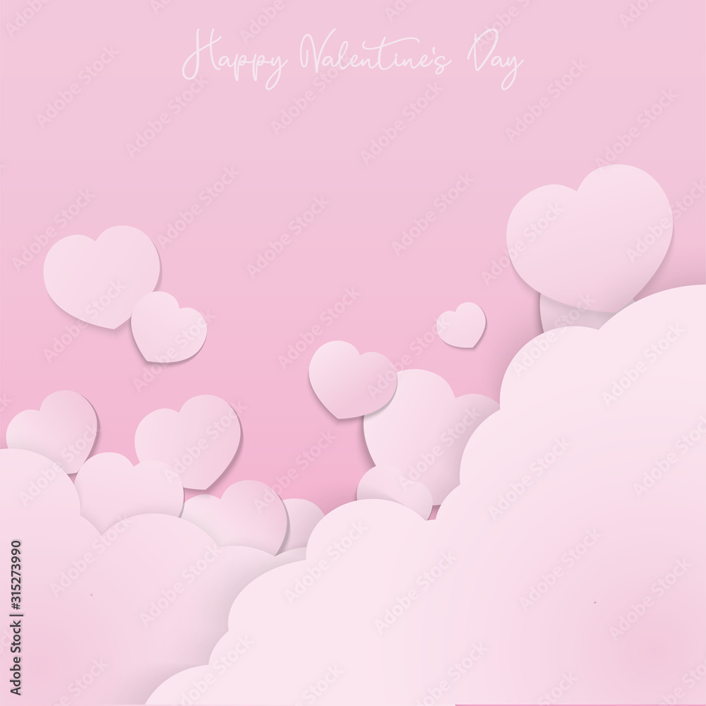 PrintThe pink valentine paper cut vector image for valentine’s day  content.