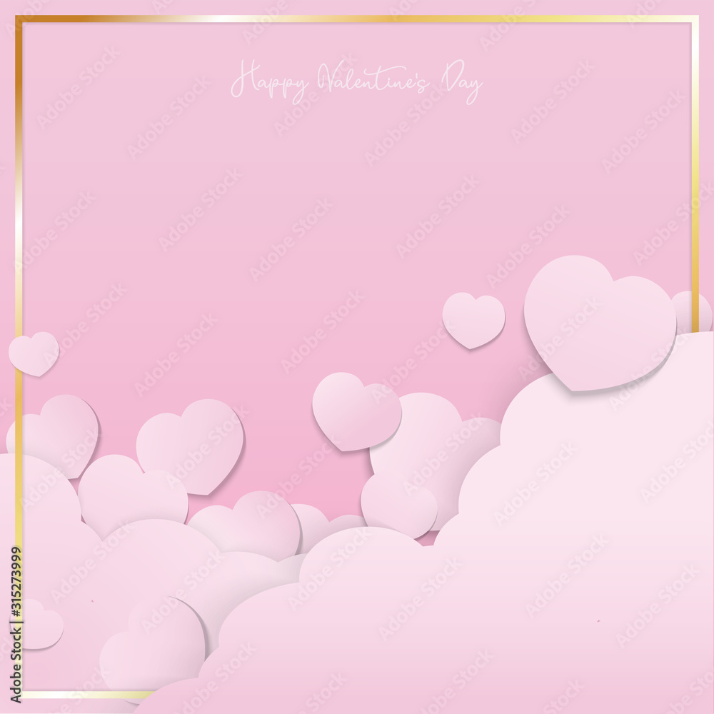 PrintThe pink valentine paper cut vector image for valentine’s day  content.