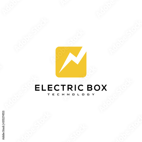 Illustration electric bolt on box sign modern logo design