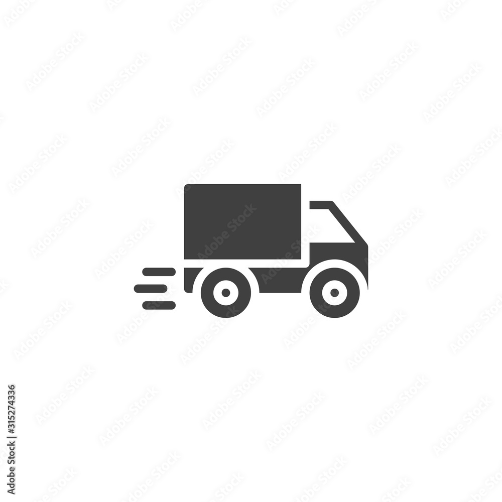 Express delivery truck vector icon. filled flat sign for mobile concept and web design. Fast shipping glyph icon. Cargo logistics symbol, logo illustration. Vector graphics Express delivery truck vector icon. filled flat sign for mobile concept and web design. Fast shipping glyph icon. Cargo logistics symbol, logo illustration. Vector graphics