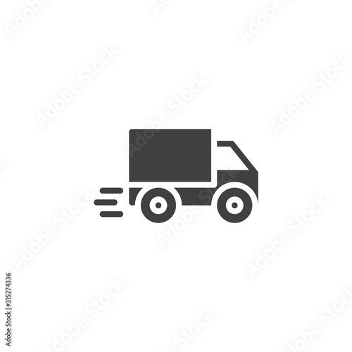 Express delivery truck vector icon. filled flat sign for mobile concept and web design. Fast shipping glyph icon. Cargo logistics symbol, logo illustration. Vector graphics