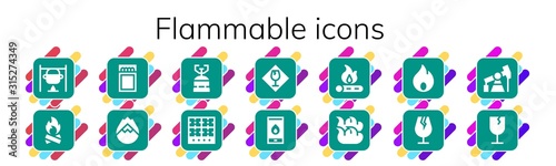 flammable icon set