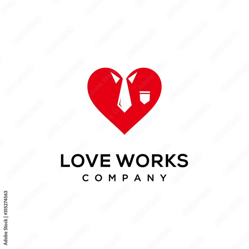 Illustration abstract heart with shirt sign logo design 