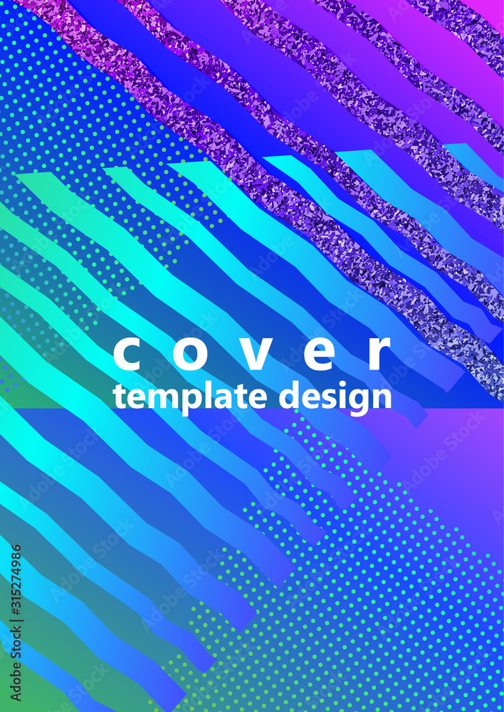 Fototapeta premium Trendy abstract design of bright stripes and triangles on a color gradient background. Business template for print products.
