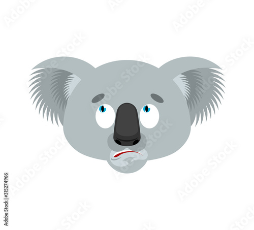 Koala confused emoji. koala bear perplexed emotions avatar. Beast surprise. Vector illustration