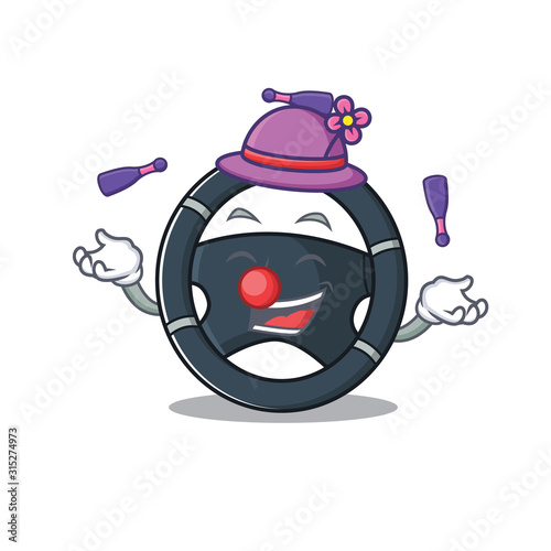 Smart car steering cartoon character design playing Juggling