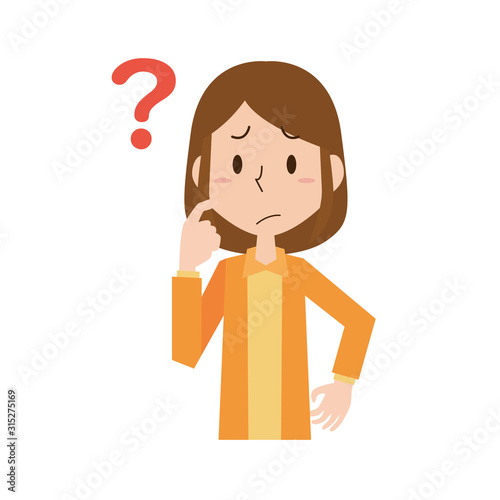 疑問　女性　表情　感情　ポーズ　上半身