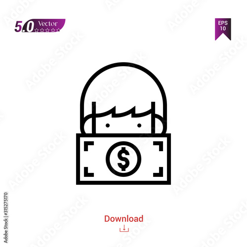 Outline bribery icon. bribery icon vector isolated on white background. Graphic design, material-design, corruption-elements icons mobile application, logo, user interface. EPS 10 format vector