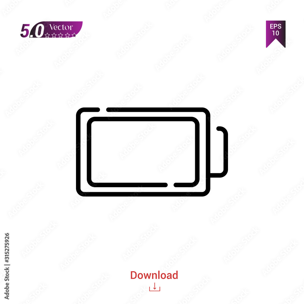 Outline battery icon. battery icon vector isolated on white background. Graphic design, material-design icons, mobile application, logo, user interface. UI / UX design, EPS 10 format vector Outline battery icon. battery icon vector isolated on white background. Graphic design, material-design icons, mobile application, logo, user interface. UI / UX design, EPS 10 format vector