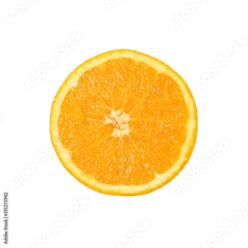 Orange slice isolated on white background, with clipping path