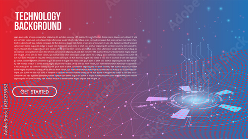 Abstract technology background Hi-tech communication concept, technology, digital business, innovation, science fiction scene vector illustration with copy-space.