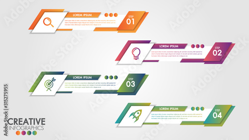 Abstract horizontal business banner geometric shapes with 4 step or options design web set template background or header Templates place for text.