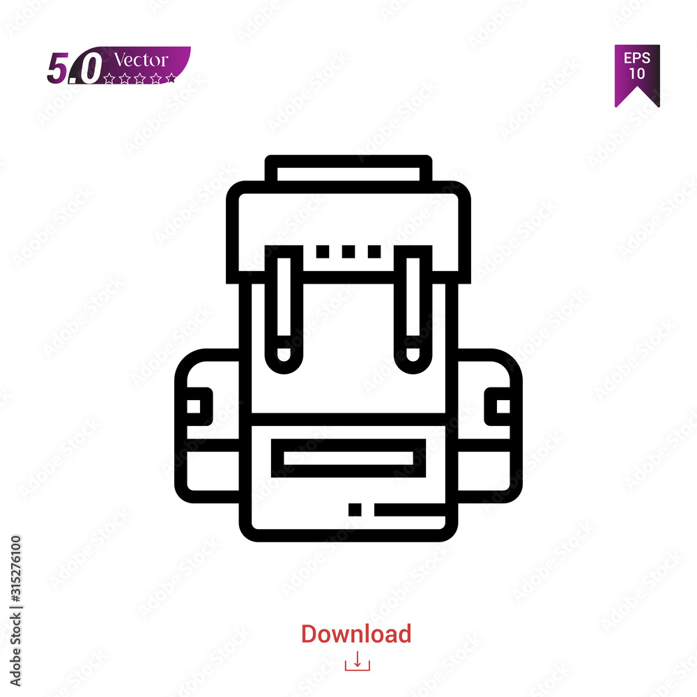 Outline backpack icon. backpack icon vector isolated on white background. Graphic design, material-design, school icons, mobile application, logo, user interface. EPS 10 format vector Outline backpack icon. backpack icon vector isolated on white background. Graphic design, material-design, school icons, mobile application, logo, user interface. EPS 10 format vector