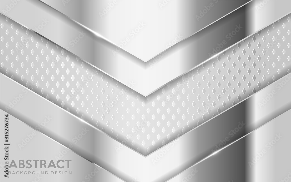 Shinny metal silver background combine with white textured overlap layer.