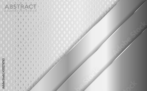 Shinny metal silver background combine with white textured overlap layer.