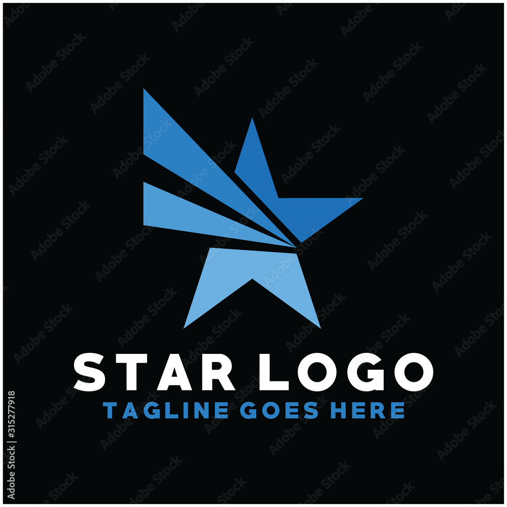 Obraz premium Star logo design vector with flat color style. Brand technology company for app, browser, t-shirt, billboard, identity and creative start-up.