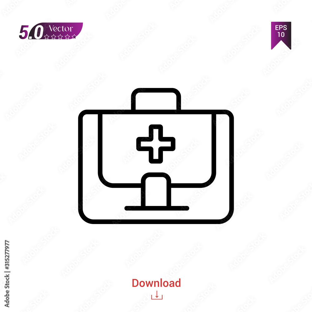Outline first-aid-kit icon vector isolated on white background. Graphic design, material-design, healthcare icons, mobile application, logo, user interface. EPS 10 format vector Outline first-aid-kit icon vector isolated on white background. Graphic design, material-design, healthcare icons, mobile application, logo, user interface. EPS 10 format vector