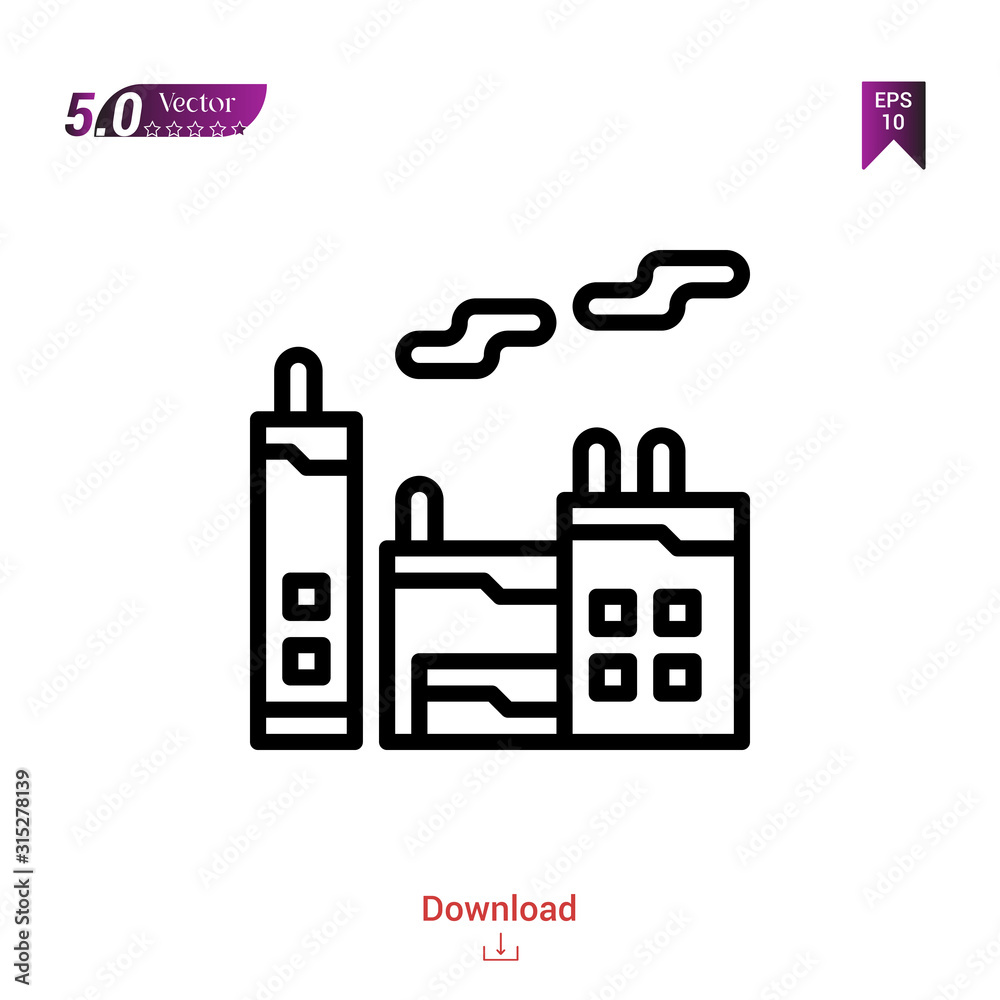Outline factory icon. factory icon vector isolated on white background. Graphic design, material-design, nuclear element icons, mobile application, logo, user interface. EPS 10 format vector Outline factory icon. factory icon vector isolated on white background. Graphic design, material-design, nuclear element icons, mobile application, logo, user interface. EPS 10 format vector