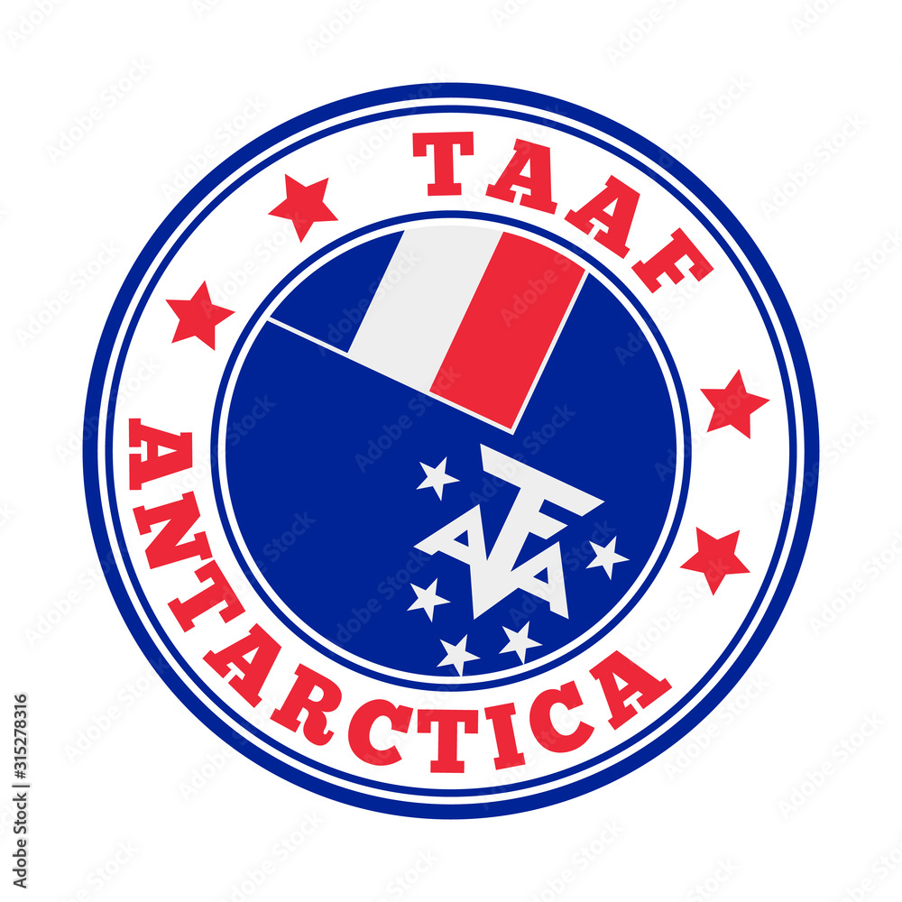 TAAF sign with flag of French Southern Territories in Antarctica. Vector illustration. TAAF sign with flag of French Southern Territories in Antarctica. Vector illustration.