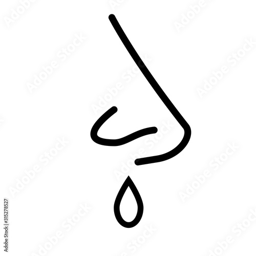 runny nose icon on white background. flat style. runny nose allergies minimalistic symbol. sneezing, illness, infection.