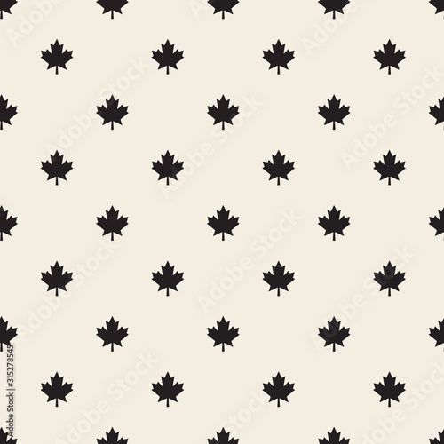 seamless monochrome maple leaves pattern background