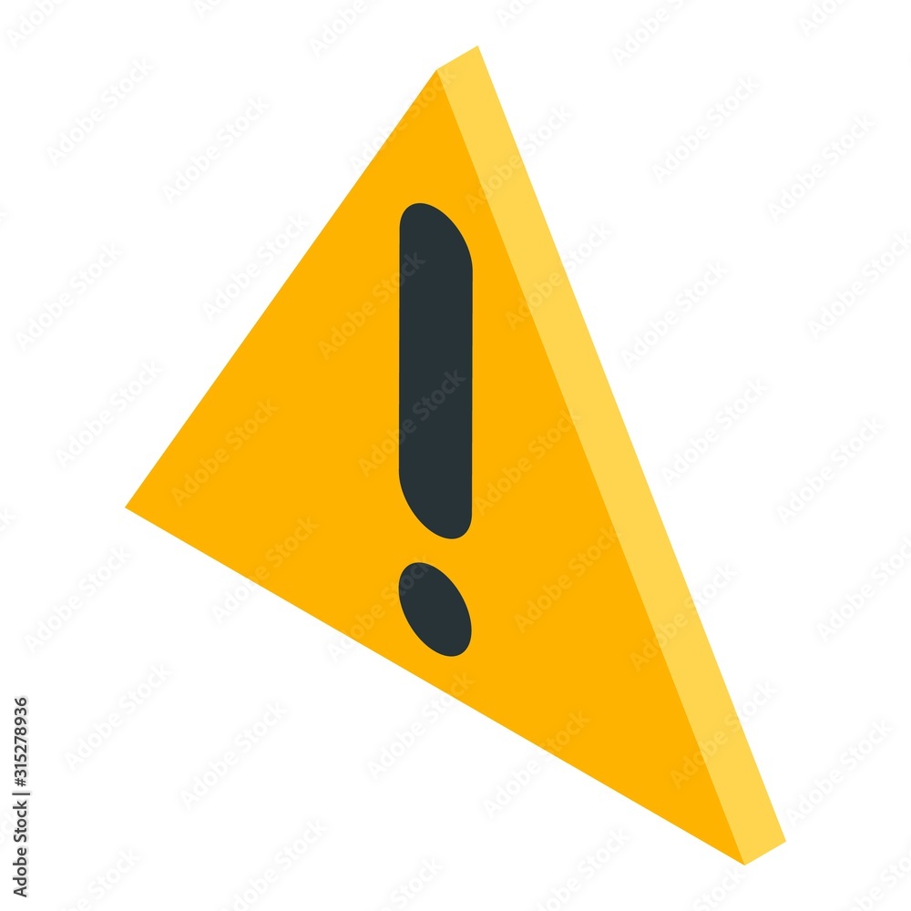 Exclamation sign icon. Isometric of exclamation sign vector icon for web design isolated on white background Exclamation sign icon. Isometric of exclamation sign vector icon for web design isolated on white background