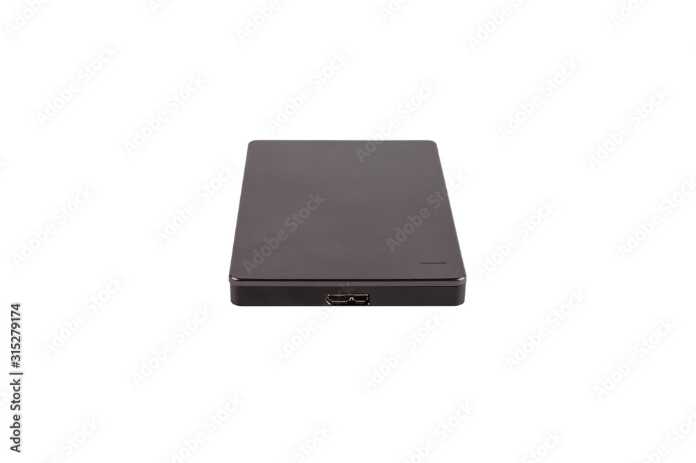 Gray external hard drive on a white isolated background (front view) Gray external hard drive on a white isolated background (front view)