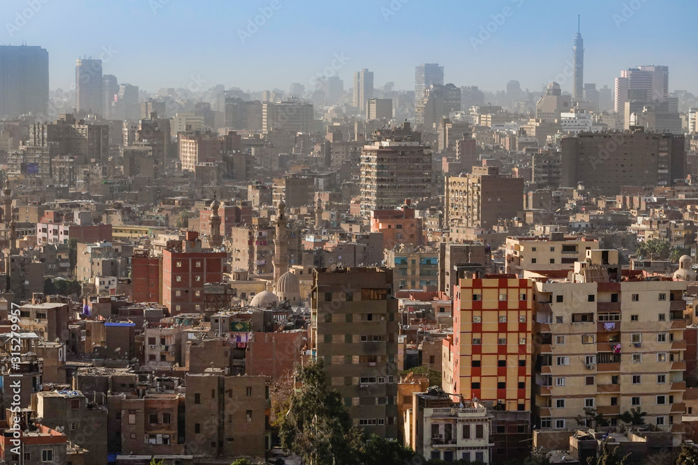 Cairo, Egypt The skyline of Cairo seen from the grounds of the Muhammed Ali mosque