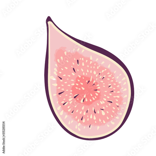 Fig Tropical Warm Print. Exotic fruits. Thailand. Vietnam. Vector pattern. On a white background. Isolated object