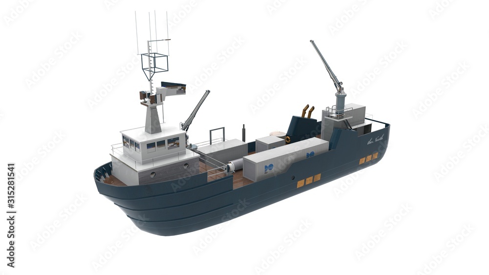 3d rendering of a large vessel isolated on a white background