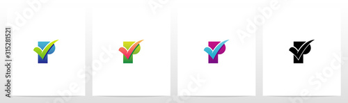 Tick Mark On Letter Logo Design P