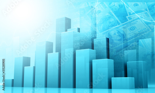 Business graphs and financial reports. 3d illustration . © Rasi