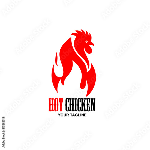 Hot Spicy Chicken Logo Design, Design element for poster, emblem, sign, . Vector illustration