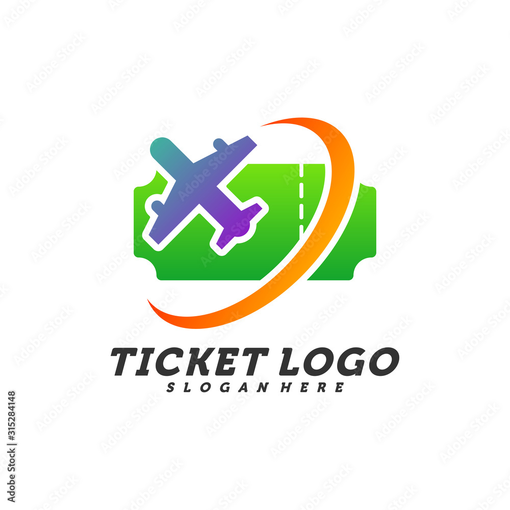 Obraz premium Airplane Ticket logo design concept vector, Travel Ticket logo Template, Creative design, Icon symbol