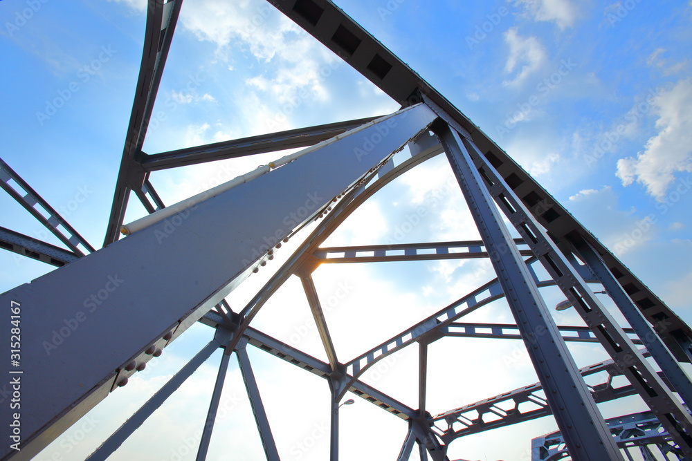 Structural steel bridge,Krung Thon Bridge,Saphan Sang Hi is a bridge over the Chao Phraya River in Bangkok Structural steel bridge,Krung Thon Bridge,Saphan Sang Hi is a bridge over the Chao Phraya River in Bangkok