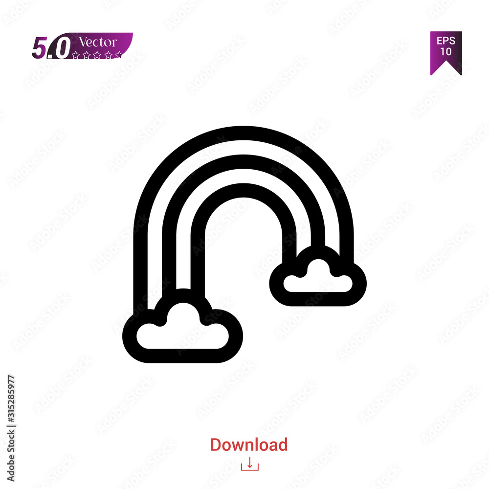 Outline rainbow icon. rainbow icon vector isolated on white background. Graphic design, material-design, spring icons, mobile application, logo, user interface. EPS 10 format vector Outline rainbow icon. rainbow icon vector isolated on white background. Graphic design, material-design, spring icons, mobile application, logo, user interface. EPS 10 format vector