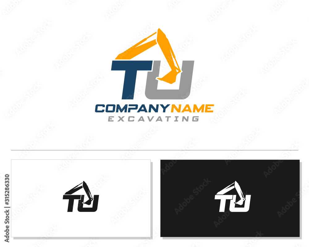 Initial T U TU excavator logo concept vector with arm excavator template vector. Initial T U TU excavator logo concept vector with arm excavator template vector.