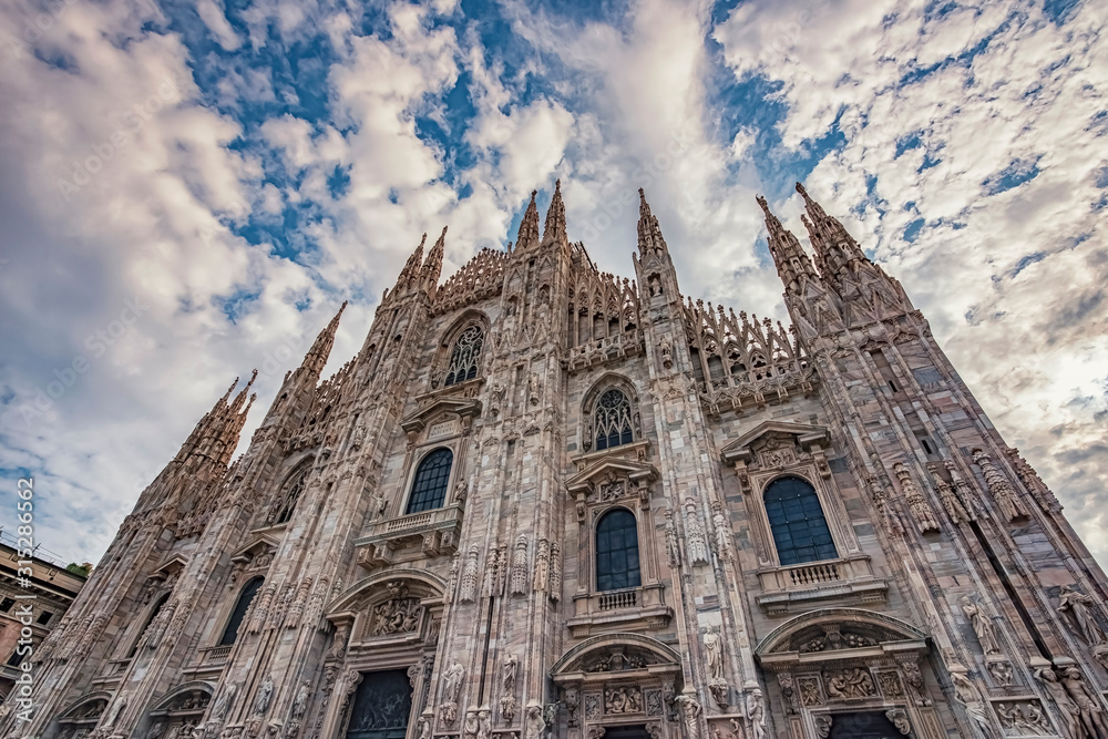 Facade of the cathedral of Milan, Italy