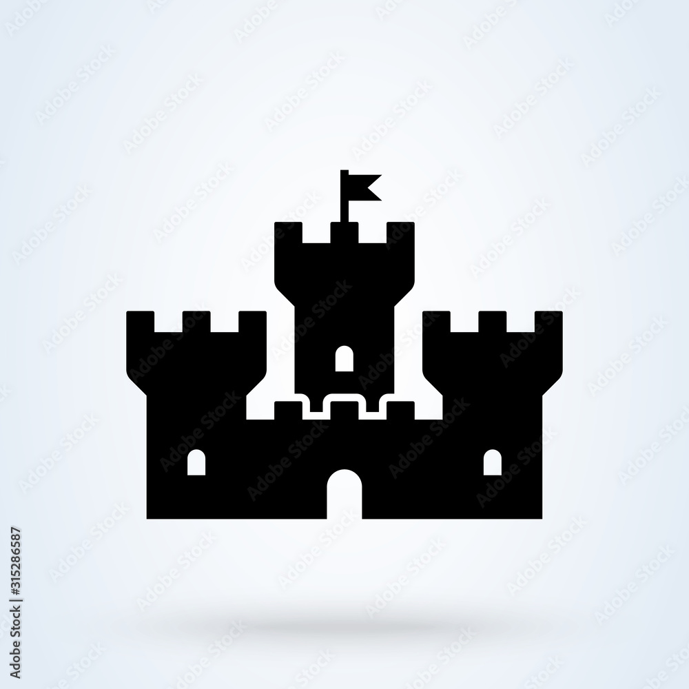 Castle Tower Simple vector modern icon design illustration.