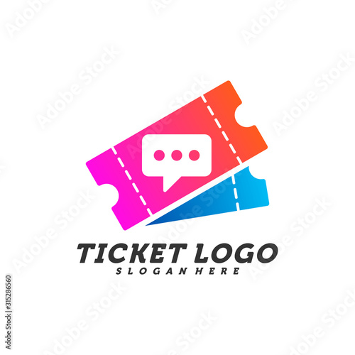 Chat Ticket logo design concept vector, Travel Ticket with Chat logo Template, Creative design, Icon symbol