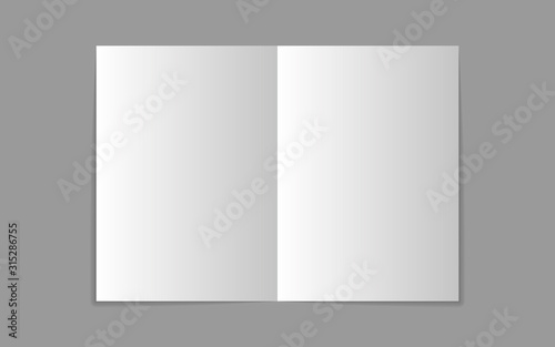 Vector blank white paper opened. Front view. - stock vector