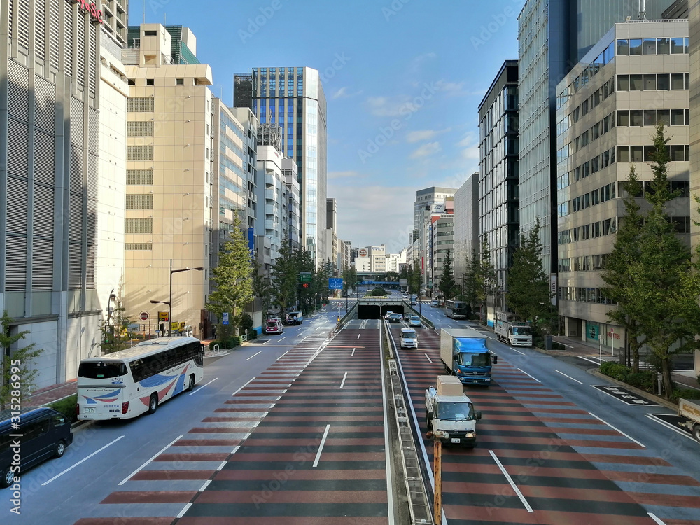Fototapeta premium Tokio, Japonia - listopad 2019: widok ulicy, widoki miast