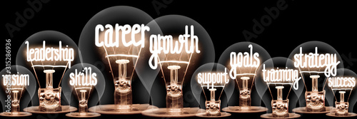 Light Bulbs with Career Growth Concept photo
