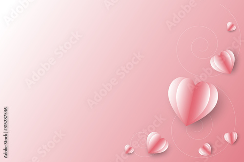 Pink white paper heart on a gradient background Valentine's day Or wedding © squallice