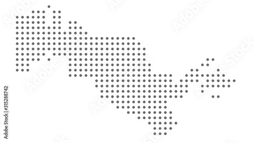 Uzbekistan map dotted, grey point on white background