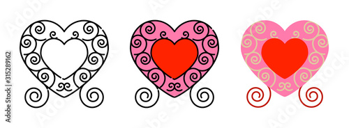 heart-shaped icon set isolated on white background for web design,Valentine day concept